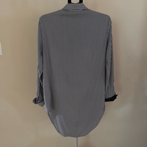 Philosophy Striped Tunic Black and White Pinstripe Blouse High/Low Women’s Large - Picture 4 of 13